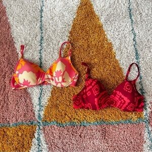 2pc Bundle Set Victoria's Secret Vintage Y2K Underwire Patterned Bikini Tops 36D